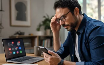 Persona che controlla la sicurezza del telefono e degli account online